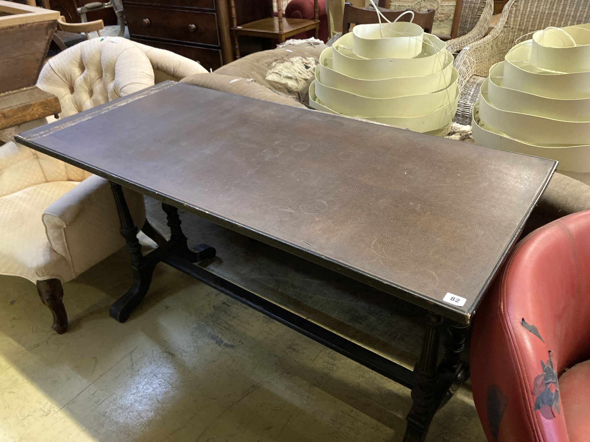 A 19th century gilt metal mounted ebonised rectangular centre table, width 140cm, depth 60cm, height 76cm